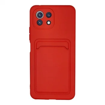 Xiaomi Mi 11 Lite Kılıf Kelvin Kartvizitli Silikon - Kırmızı