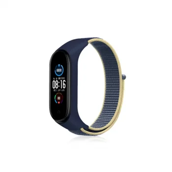 Xiaomi Mi Band 4 Hasırlı Cırtcırtlı Kordon (saat Değildir) - Sarı-lacivert