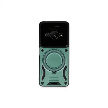 Xiaomi Poco C61 Kılıf Joy Lens Standlı Kapak - Koyu Yeşil