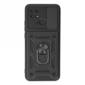 Xiaomi Redmi 10c Kılıf Pars Lens Yüzüklü Silikon - Siyah
