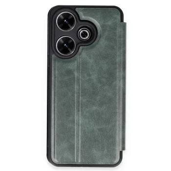 Xiaomi Redmi 13 4g Kılıf Flip Cover - Koyu Yeşil