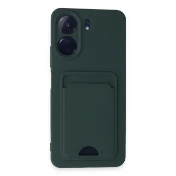 Xiaomi Redmi 13c Kılıf Kelvin Kartvizitli Silikon - Koyu Yeşil