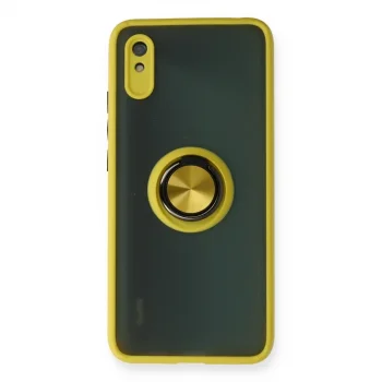 Xiaomi Redmi 9a Kılıf Montreal Yüzüklü Silikon Kapak - Sarı