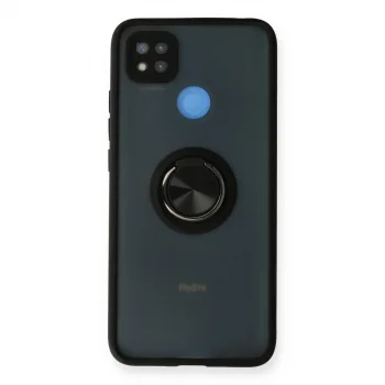 Xiaomi Redmi 9c Kılıf Montreal Yüzüklü Silikon Kapak - Siyah