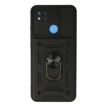 Xiaomi Redmi 9c Kılıf Pars Lens Yüzüklü Silikon - Siyah