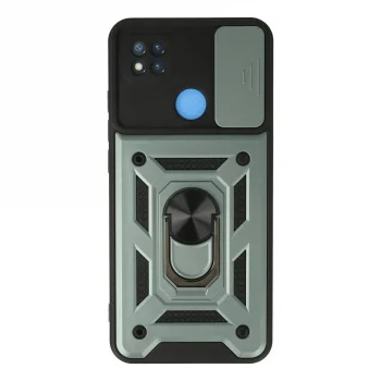 Xiaomi Redmi 9c Kılıf Pars Lens Yüzüklü Silikon - Yeşil