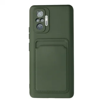 Xiaomi Redmi Note 10 Pro Kılıf Kelvin Kartvizitli Silikon - Koyu Yeşil