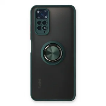 Xiaomi Redmi Note 11 Kılıf Montreal Yüzüklü Silikon Kapak - Yeşil