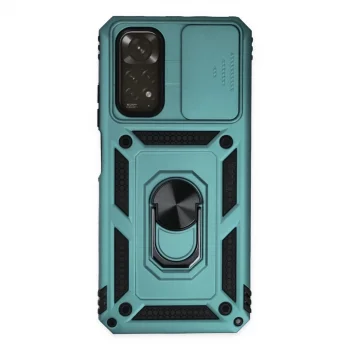 Xiaomi Redmi Note 11 Kılıf Pars Lens Yüzüklü Silikon - Yeşil