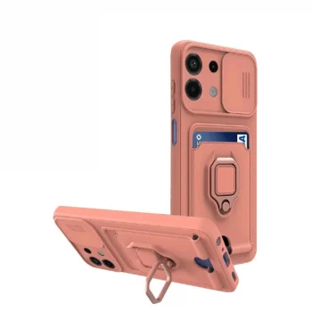 Xiaomi Redmi Note 13 4g Kılıf Zuma Kartvizitli Yüzüklü Silikon - Pembe