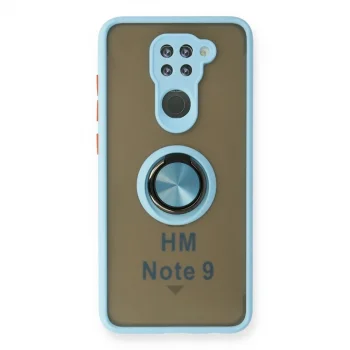 Xiaomi Redmi Note 9 Kılıf Montreal Yüzüklü Silikon Kapak - Buz Mavi