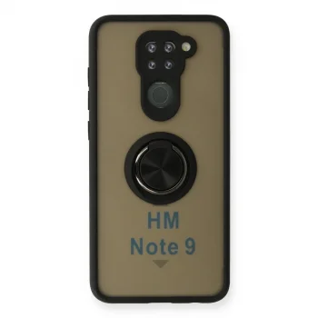 Xiaomi Redmi Note 9 Kılıf Montreal Yüzüklü Silikon Kapak - Siyah