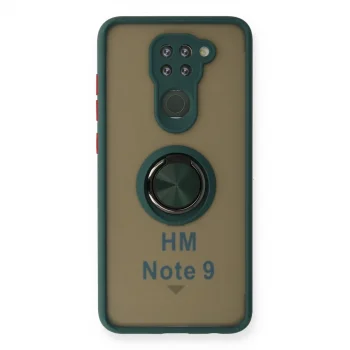 Xiaomi Redmi Note 9 Kılıf Montreal Yüzüklü Silikon Kapak - Yeşil