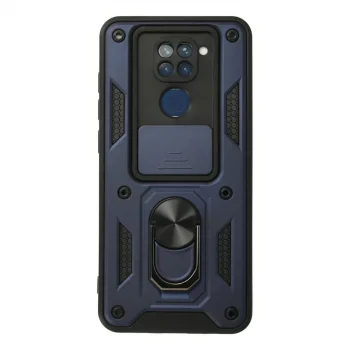 Xiaomi Redmi Note 9 Kılıf Pars Lens Yüzüklü Silikon - Lacivert