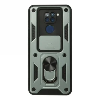 Xiaomi Redmi Note 9 Kılıf Pars Lens Yüzüklü Silikon - Yeşil