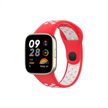 Xiaomi Redmi Watch 3 Spor Delikli Kordon (saat Değildir) - Kırmızı-beyaz