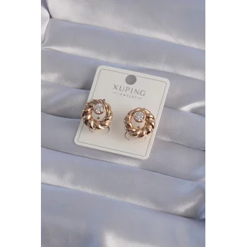 XUPİNG Rose Renk Oval Zirkon Taşlı Burgu Model Küpe