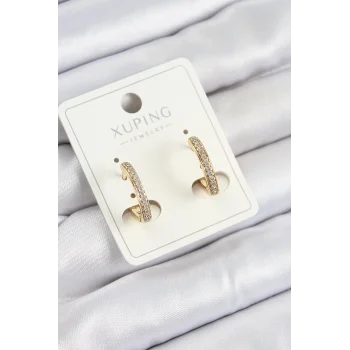 Xuping Zirkon Taşlı I Model Gold Renk Kadın Küpe