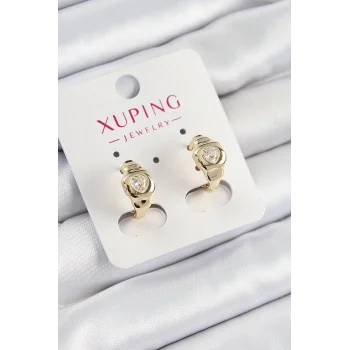 Xuping Zirkon Taşlı Kalp Model Gold Renk Kadın Küpe