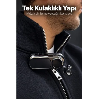 Yaka Klipsli Makaralı Bluetooth Tek Kulaklık