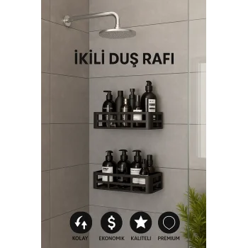 Yapışkanlı Duvar Rafı Organizer Banyo Rafı Duş Rafı Mutfak Rafı Havluluk Sabun Krem Şampuanlık