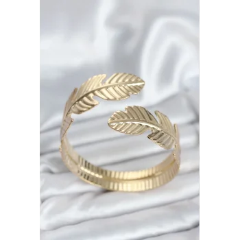 Yaprak Model Gold Renk Kadın Bileklik
