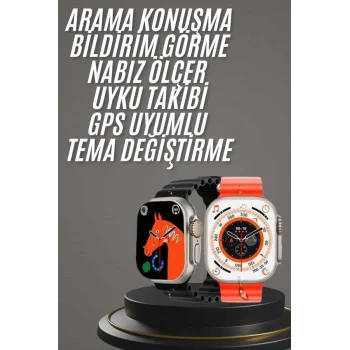 Yeni Model Akıllı Saat Ultra Smart Watch Gümüş Kasa 45mm Titreşim