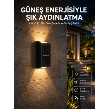 Yeni Model Solar Çift Taraflı Duvar Lambası Dekoratif Duvar Lambası
