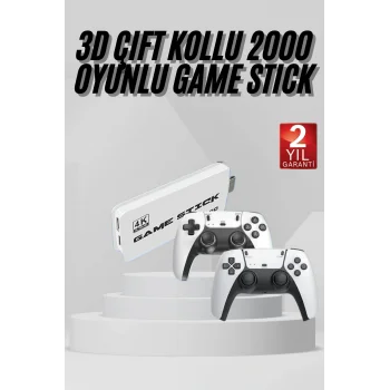 yeni nesil 3D 4K 2000 Oyunlu Game Stick Oyun Konsolu Çift Konsol