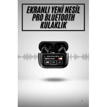 Yeni Nesil ANC Özellikli Çağrı Cevaplayan Dokunmatik Ekranlı Bluetooth Kulaklık Siyah