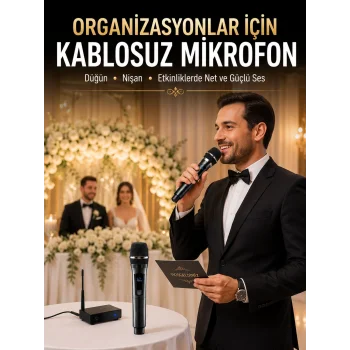 Yeni Nesil Kablosuz El Mikrofonu Seti Dijital Ekranlı Çift Mikrofonlu