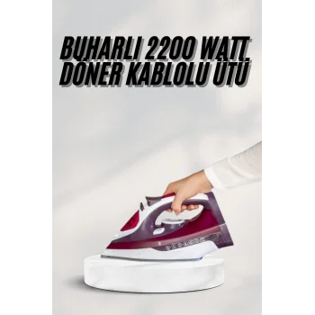 Yeni Nesil Kırmızı Buharlı Ütü 2200 Watt Seramik Tabanlı Yüksek Buhar Gücü