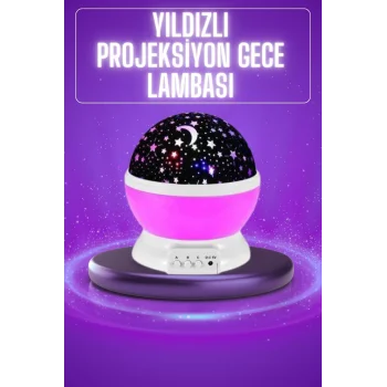 Yıldız Görünümlü Gece Lambası Renkli Masa Lambası Gökyüzü Projeksiyon