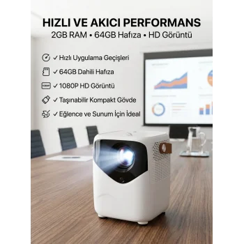 Yüksek HD Görünümlü Taşınabilir Projeksiyon Cihazı