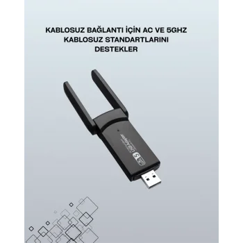 Yüksek Hızlı 1200 Mbps Çift Bant USB WiFi Adaptör – Güçlü Sinyal, Geniş Uyumluluk