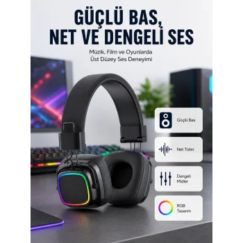 Yüksek Ses Kaliteli Kablosuz Kulak Üstü Kulaklık – BT 5.3