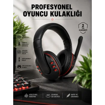 Yüksek Ses Kalitesi ve Aktif Gürültü Engelleme Özellikli Kablolu Mikrofonlu Kulaklık