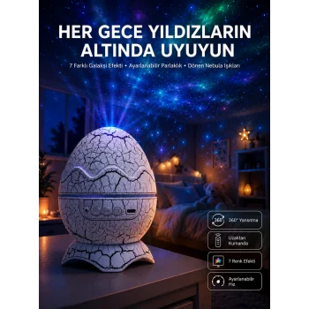 Yumurta Görünümlü Masa ve Gece Lambası Renk Değiştirebilen Projektör