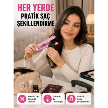 Yüzer Plakalı Kompakt Bukle Maşası – Elastik Tutuculu, Saç Dostu Profesyonel Tasarım Yeni Nesil