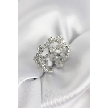 Zirkon Taşlı 2li Model Gümüş Renk Kadın Yüzük