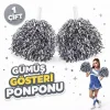 1 Çift ( 2 Adet ) Gümüş Renk 23 Nisan 19 Mayıs 29 Ekim Okul Gösteri Ponponları Ekstra Dolgun