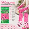 10 ADET SU GEÇİRMEZ - UZUN KOLLU L ÇİÇEK DESEN SİLİKON ELDİVEN MUTFAK - BANYO (5047)