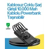 10000mAh Kablosuz ve Hızlı Şarj Destekli Powerbank – Taşınabilir Şarj Gücü