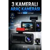 1080p Hd 3 Kameralı Araç Kamerası Ön Arka İç Kayıt Ve Park Destekli Gece Görüşlü