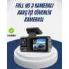 1080P Üç Kameralı Araç Kamerası Wi-Fi Destekli Park Modu ve G-Sensörlü