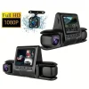 1080P Üçlü Lens Araba Dash Cam Dashcam Ön İç &amp; Arka HD Araba DVR 120 ° Açı Döngü Kaydı Yerçekimi Sensörü (5047)