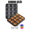 12 li Muffin Kalıbı Teflon Çelik 100 Muffin Kağıtlı 719516
