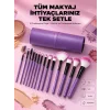 12 Parça Yumuşak Kıllı Makyaj Fırçası Seti Yüz ve Göz Makyajına Uygun Profesyonel Kullanım