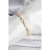 14K Gold Renk Kaplama Baklava Dilim Model Kadın Bileklik