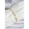 14K Gold Renk Kaplama Baklava Dilim Model Kadın Bileklik